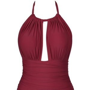 Red Halter One Piece Bathing Suit